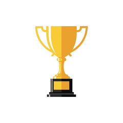 Gold Trophy Cup with Black Base, Vector Illustration