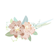 くすみカラーの花のコサージュ