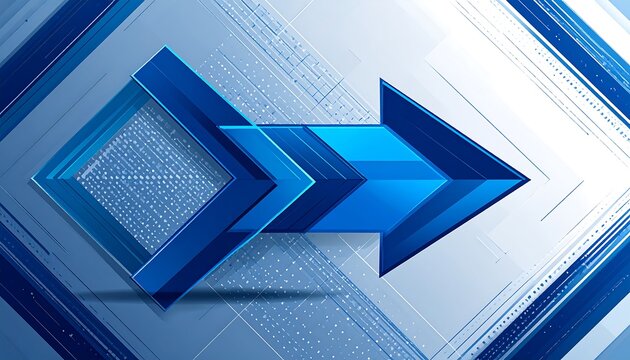 Abstract blue arrow design with digital background elements