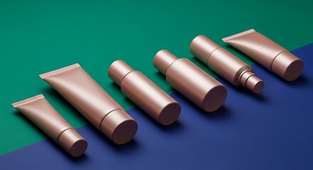 Cosmetics Display - Various Containers for Skincare and Makeup.