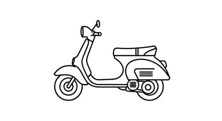 Obraz premium Classic Retro Scooter Outline Drawing.