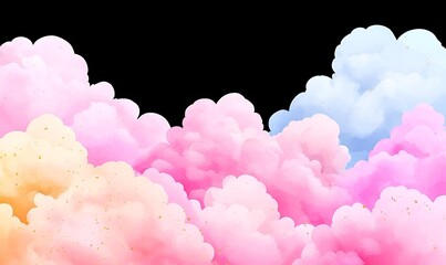 Pink and Blue Colorful Clouds on a Dark Background for Designs