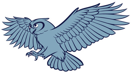 Fototapeta premium Stylized Owl in Flight Bird Illustration Wildlife Graphic Design Vector Art.