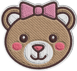 Embroidered Cute Teddy Bear Female Colorful