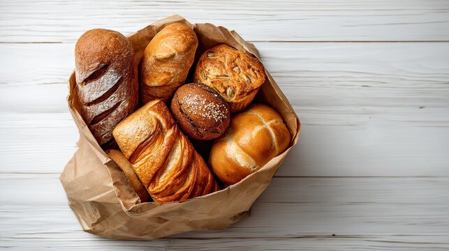 Artisan Breads in Paper Bag: A Baker's Selection