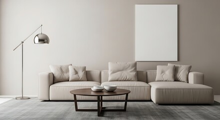 Naklejka premium Modern Minimalist Living Room Interior.