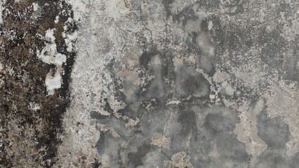 Old distressed grungy wall background, Weathered, dirty and cracked plastered concrete wall with mold