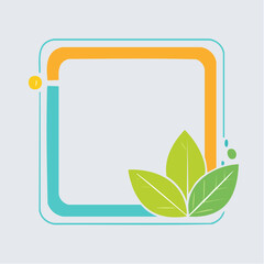Colorful Square Frame with Green Leaves