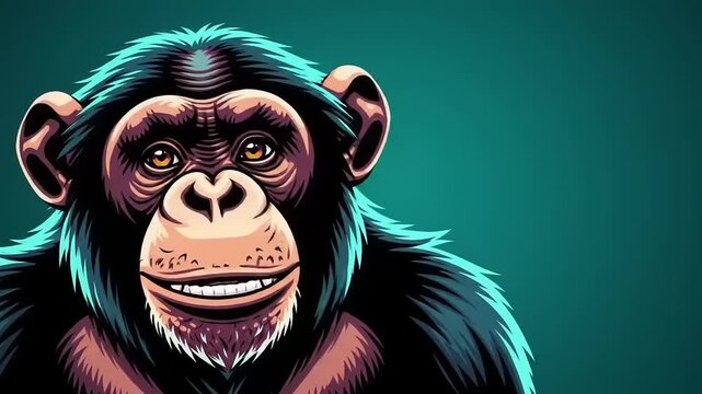 Smiling Chimpanzee Portrait.