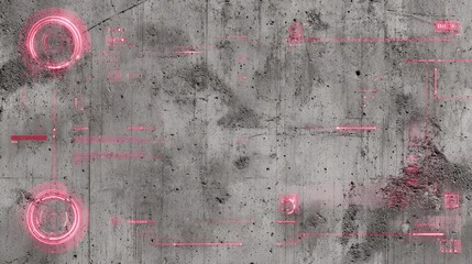 Abstract Futuristic Digital Interface On Gray Concrete Background