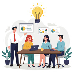 Business Team Brainstorming Innovative Ideas Meeting.