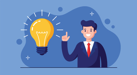 Businessman with Bright Idea Lightbulb Concept.