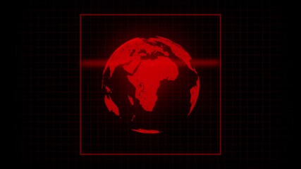 Animated Earth red digital globe network data visualization futuristic sci-fi 4K UHD. Animated red globe Earth data visualization global network sci-fi background 4K. - Powered by Adobe