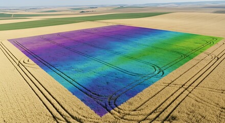 Automated Crop Analysis Aerial Data Visualization on a Farm Field Illustrates Plant Health, Productivity, and Precision Agriculture Insights