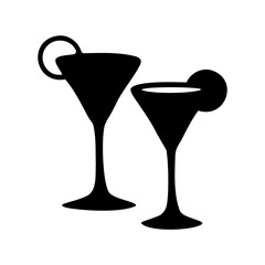 Two Silhouette Cocktails with Fruit Garnishes, Perfect for Happy Hour or Celebrations