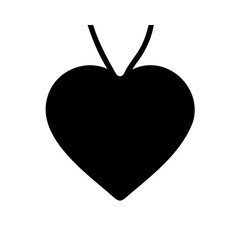 Simple black heart pendant on a white background showing true love
