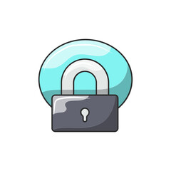 Padlock Icon, Basic Security Outline for UI Design