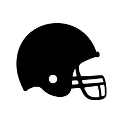Simple graphic of a black football helmet on a white background design