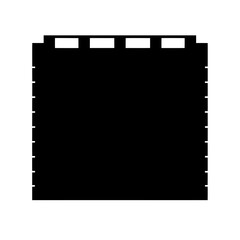 Abstract black square with thin white horizontal lines and top squares