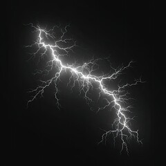 A dramatic lightning bolt against a stark black background.  Detailed, branching light trails illuminate the dark space