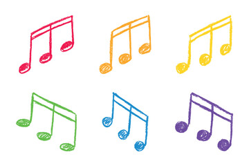 Set of musical note doodle. Hand drawn musical symbol. Single element for print, web, design, decor, logo