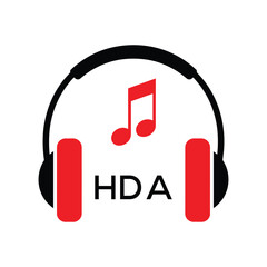 HDA Headphone  Company logo. HDA Music logo design for entrepreneur and business. HDA best Branding icon.
