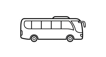 Simple black line art icon of a modern tour bus or passenger coach, side view.
