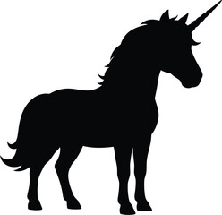 Silhouette of a majestic unicorn standing proudly evoking fantasy and magic for creative projects vector
