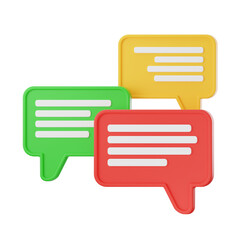 3D Live Chat Bubbles Icon - Customer Support & Communication Symbol