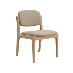 Fototapeta premium Modern wooden chair with beige upholstery isolated on a black background for design projects transparent background