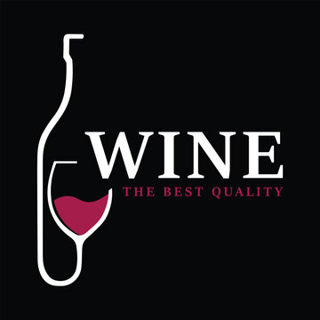 Wine logo with wine glasses and bottlesfor night clubsbarscafe and wine shops