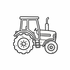 Obraz premium Simple black and white line drawing of a farm tractor.
