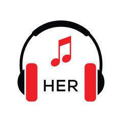 HER Headphone  Company logo. HER Music logo design for entrepreneur and business. HER best Branding icon.
