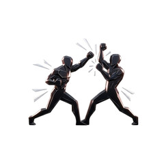Obraz premium Dynamic boxer silhouette captures intense fight with powerful punches and action transparent background