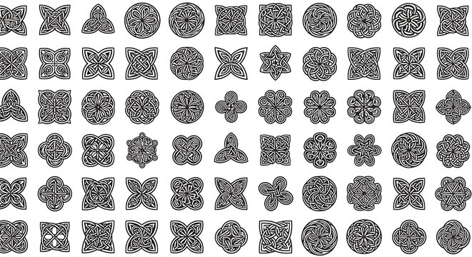 Diverse compilation of intricate Celtic knot designs and interwoven patterns for various