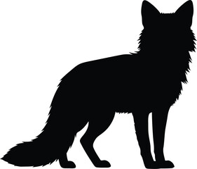 Elegant fox silhouette standing profile view minimalist woodland animal wildlife vector