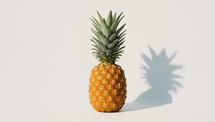 Fototapeta premium Golden Pineapple on White Backdrop with Striking Shadow A Tropical Fruit Still Life