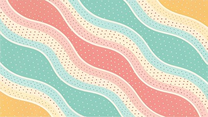 Abstract Wavy Pastel Pattern with Dots Background