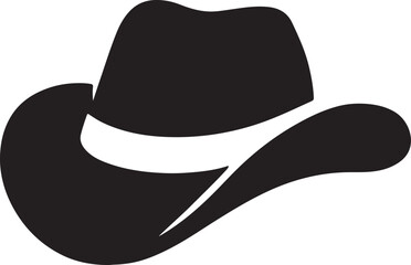 Classic Cowboy Hat Silhouette Icon Western Style Black Fedora Clipart for Logos Branding Stickers and Apparel Design
