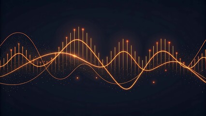 Golden Sound Waves Digital Visualization on Dark Background