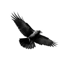 Majestic Raven in Flight Monochrome Bird Photography