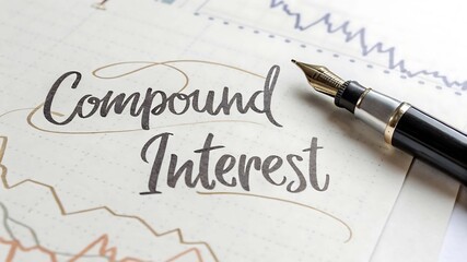 Compound Interest Concept with Pen on Financial Graph Paper
