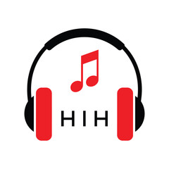 HIH Headphone  Company logo. HIH Music logo design for entrepreneur and business. HIH best Branding icon.

