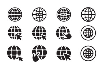 Modern Globes and Earth Icons to Represent Globalization, Connectivity, and International Services