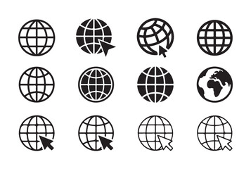 Vector Collection of Globe and World Icons for Use in Websites, Apps, and Marketing Materials