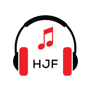 HJF Headphone  Company logo. HJF Music logo design for entrepreneur and business. HJF best Branding icon.
