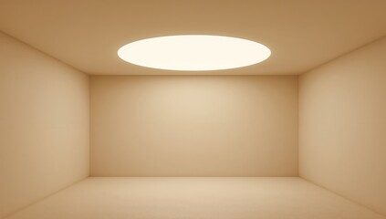 Fototapeta premium Abstract Confinement, Soft Light and Simple Shapes, A Pale Brown Box Interior.