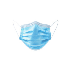 Disposable Light Blue Surgical Face Mask, Isolated on Black Background
