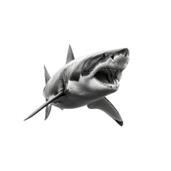 Monochrome Great White Shark Underwater Predator