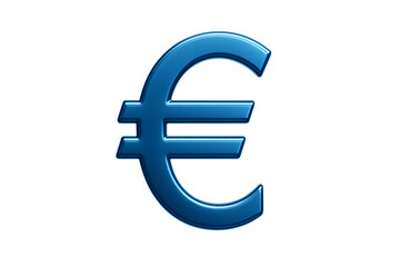 Fototapeta premium 3D Blue Euro Symbol Glossy Isolated on Transparent Background Design Element